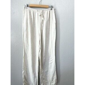Blenca Linen Blend Wide Leg Pants Large Oatmeal Coastal Minimalist Resortcore